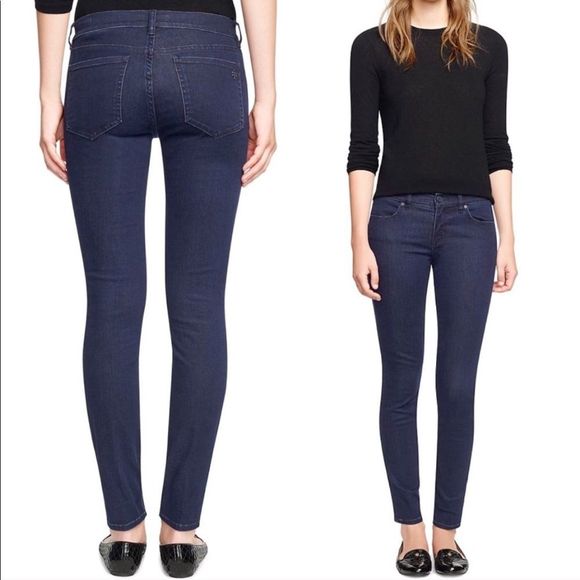 Tory Burch Dark Wash Denim Leggings Jeans In Rinse Size 24 - Picture 3 of 8